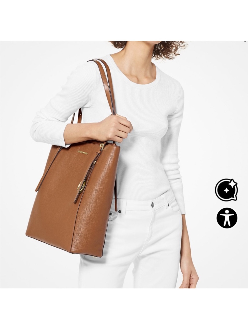 Michael Kors Megan large pebble leather Tan light brown neutral Tote bag